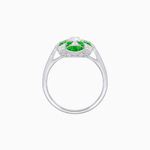 Load image into Gallery viewer, Vintage Floral Ring Mounting with Oval Center Stone, Calibre-Cut Gemstone Accents and Diamond Details - Shahin Jewelry