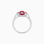 Load image into Gallery viewer, Vintage Floral Ring Mounting with Oval Center Stone, Calibre-Cut Gemstone Accents and Diamond Details - Shahin Jewelry