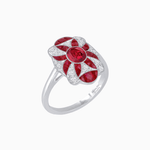 Load image into Gallery viewer, Vintage Floral Ring Mounting with Oval Center Stone, Calibre-Cut Gemstone Accents and Diamond Details - Shahin Jewelry