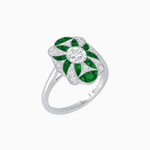 Load image into Gallery viewer, Vintage Floral Ring Mounting with Oval Center Stone, Calibre-Cut Gemstone Accents and Diamond Details - Shahin Jewelry