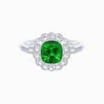 Load image into Gallery viewer, Vintage - Inspired Cushion Cut Cluster Ring with Floral Halo - Mounting - Shahin Jewelry
