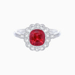Load image into Gallery viewer, Vintage - Inspired Cushion Cut Cluster Ring with Floral Halo - Mounting - Shahin Jewelry