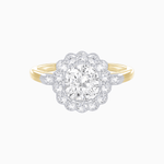 Load image into Gallery viewer, Vintage - Inspired Cushion Cut Cluster Ring with Floral Halo - Mounting - Shahin Jewelry