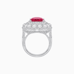 Load image into Gallery viewer, Vintage Inspired Cushion Cut Double Halo Floral Cocktail Ring - Shahin Jewelry