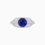 Load image into Gallery viewer, Vintage-Inspired Cushion Cut Ring with Diamond Accents and Hand-Engraved Details - Shahin Jewelry