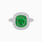 Load image into Gallery viewer, Vintage-Inspired Cushion Halo Diamond Engagement Ring with Gemstone (Mounting) - Shahin Jewelry