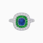 Load image into Gallery viewer, Vintage-Inspired Cushion Halo Diamond Engagement Ring with Gemstone (Mounting) - Shahin Jewelry