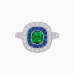 Load image into Gallery viewer, Vintage-Inspired Cushion Halo Diamond Engagement Ring with Gemstone (Mounting) - Shahin Jewelry