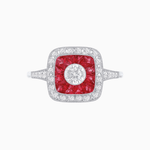 Load image into Gallery viewer, Vintage - Inspired Cushion Halo Mounting Ring with Diamond & Gemstone Accents - Shahin Jewelry