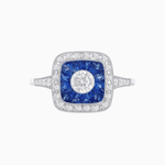 Load image into Gallery viewer, Vintage - Inspired Cushion Halo Mounting Ring with Diamond & Gemstone Accents - Shahin Jewelry