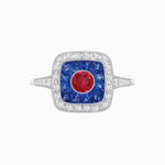 Load image into Gallery viewer, Vintage - Inspired Cushion Halo Mounting Ring with Diamond & Gemstone Accents - Shahin Jewelry