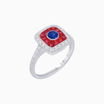 Load image into Gallery viewer, Vintage - Inspired Cushion Halo Mounting Ring with Diamond & Gemstone Accents - Shahin Jewelry