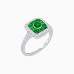 Load image into Gallery viewer, Vintage - Inspired Cushion Halo Mounting Ring with Diamond & Gemstone Accents - Shahin Jewelry