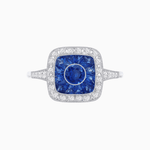Load image into Gallery viewer, Vintage - Inspired Cushion Halo Mounting Ring with Diamond & Gemstone Accents - Shahin Jewelry