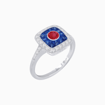 Load image into Gallery viewer, Vintage - Inspired Cushion Halo Mounting Ring with Diamond & Gemstone Accents - Shahin Jewelry