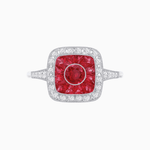 Load image into Gallery viewer, Vintage - Inspired Cushion Halo Mounting Ring with Diamond & Gemstone Accents - Shahin Jewelry