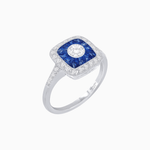 Load image into Gallery viewer, Vintage - Inspired Cushion Halo Mounting Ring with Diamond & Gemstone Accents - Shahin Jewelry