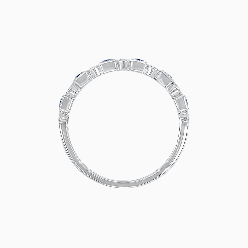 Vintage Inspired Diamond and Spinel Stackable Half Band - 14k Wight Gold - Shahin Jewelry