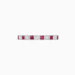 Load image into Gallery viewer, Vintage Inspired Diamond and Spinel Stackable Half Band - 14k Wight Gold - Shahin Jewelry