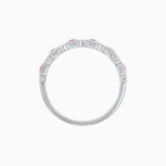 Load image into Gallery viewer, Vintage Inspired Diamond and Spinel Stackable Half Band - 14k Wight Gold - Shahin Jewelry