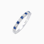 Load image into Gallery viewer, Vintage Inspired Diamond and Spinel Stackable Half Band - 14k Wight Gold - Shahin Jewelry