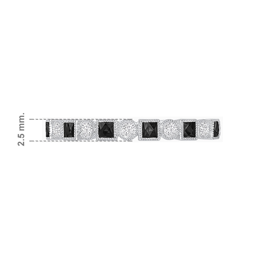 Vintage Inspired Diamond and Spinel Stackable Half Band - Shahin Jewelry