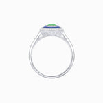 Load image into Gallery viewer, Vintage - Inspired Emerald Cut Double Halo Engagement Ring with Gemstone (Mounting) - Shahin Jewelry