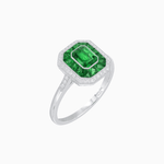 Load image into Gallery viewer, Vintage - Inspired Emerald Cut Double Halo Engagement Ring with Gemstone (Mounting) - Shahin Jewelry