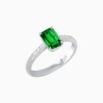 Load image into Gallery viewer, Vintage - Inspired Emerald - Cut Gemstone Ring with Diamond Accents - Shahin Jewelry