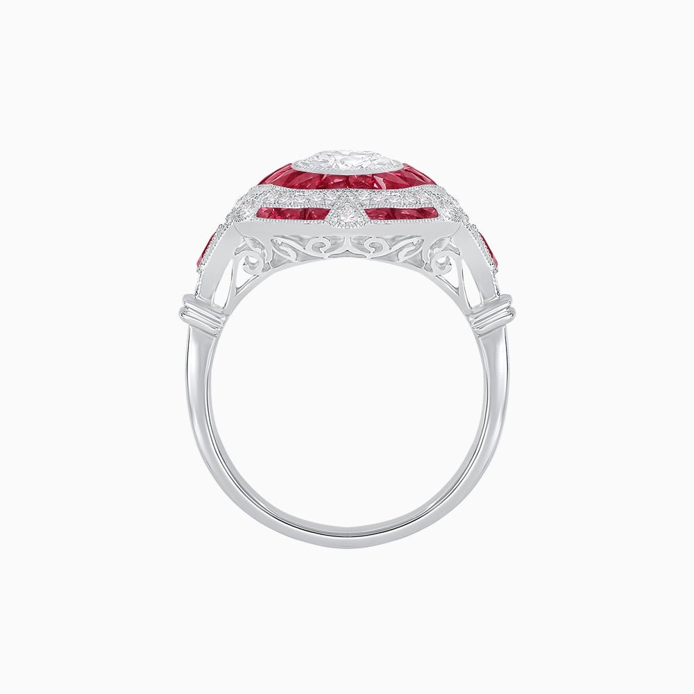 Vintage Inspired Engagement Ring with Diamond - Shahin Jewelry