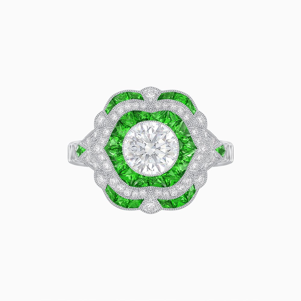 Vintage Inspired Engagement Ring with Diamond - Shahin Jewelry