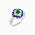 Load image into Gallery viewer, Vintage Inspired Floral Halo Round Cut Engagement Ring - Shahin Jewelry