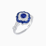 Load image into Gallery viewer, Vintage Inspired Floral Halo Round Cut Engagement Ring - Shahin Jewelry