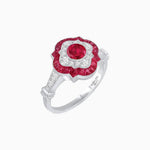 Load image into Gallery viewer, Vintage Inspired Floral Halo Round Cut Engagement Ring - Shahin Jewelry