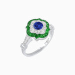 Load image into Gallery viewer, Vintage Inspired Floral Halo Round Cut Engagement Ring - Shahin Jewelry