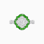 Load image into Gallery viewer, Vintage Inspired Floral Halo Round Cut Engagement Ring - Shahin Jewelry