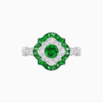 Load image into Gallery viewer, Vintage Inspired Floral Halo Round Cut Engagement Ring - Shahin Jewelry