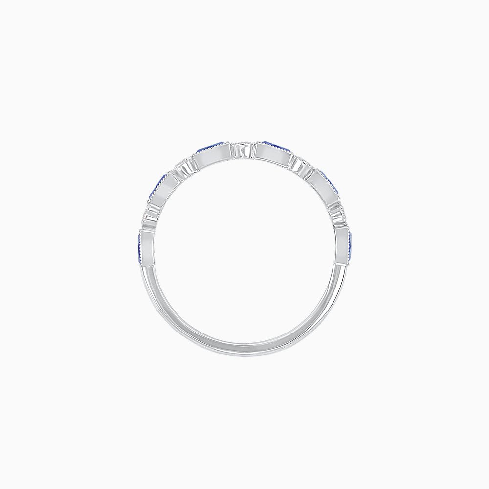 Vintage Inspired Gemstone and Diamond Brilliance Eternity Band in 14k Withe Gold - Shahin Jewelry