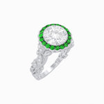 Load image into Gallery viewer, Vintage Inspired Halo Diamond Engagement Ring with Floral Shank - Shahin Jewelry