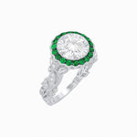 Load image into Gallery viewer, Vintage Inspired Halo Diamond Engagement Ring with Floral Shank - Shahin Jewelry