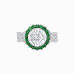 Load image into Gallery viewer, Vintage Inspired Halo Diamond Engagement Ring with Floral Shank - Shahin Jewelry