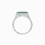 Load image into Gallery viewer, Vintage Inspired Halo Diamond Engagement Ring with Floral Shank - Shahin Jewelry