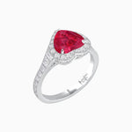 Load image into Gallery viewer, Vintage Inspired Heart Shape Halo Ring with Baguette Diamonds - Shahin Jewelry