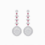 Load image into Gallery viewer, Vintage Inspired Leaf Motif Blue Sapphire Diamond Drop Earrings - Shahin Jewelry