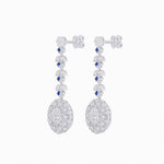 Load image into Gallery viewer, Vintage Inspired Leaf Motif Blue Sapphire Diamond Drop Earrings - Shahin Jewelry
