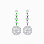 Load image into Gallery viewer, Vintage Inspired Leaf Motif Blue Sapphire Diamond Drop Earrings - Shahin Jewelry