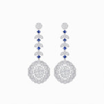 Load image into Gallery viewer, Vintage Inspired Leaf Motif Blue Sapphire Diamond Drop Earrings - Shahin Jewelry