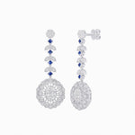 Load image into Gallery viewer, Vintage Inspired Leaf Motif Blue Sapphire Diamond Drop Earrings - Shahin Jewelry