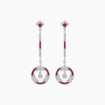 Load image into Gallery viewer, Vintage Inspired Linear Drop Earrings with Diamond - Shahin Jewelry
