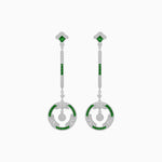 Load image into Gallery viewer, Vintage Inspired Linear Drop Earrings with Diamond - Shahin Jewelry